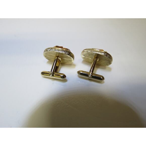 Tivoli Faux Amber Gold Tone Cufflinks & Tie Pin Chain Set - Picture 4 of 13